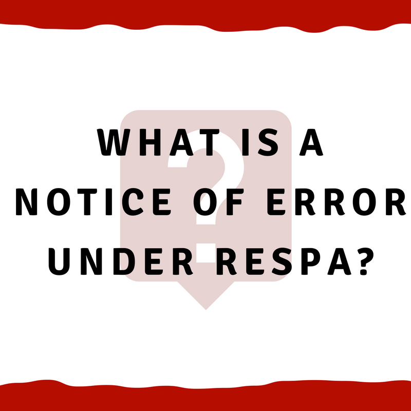 What is a notice of error under RESPA?