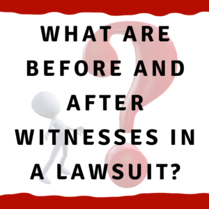 What are before and after witnesses in a lawsuit?